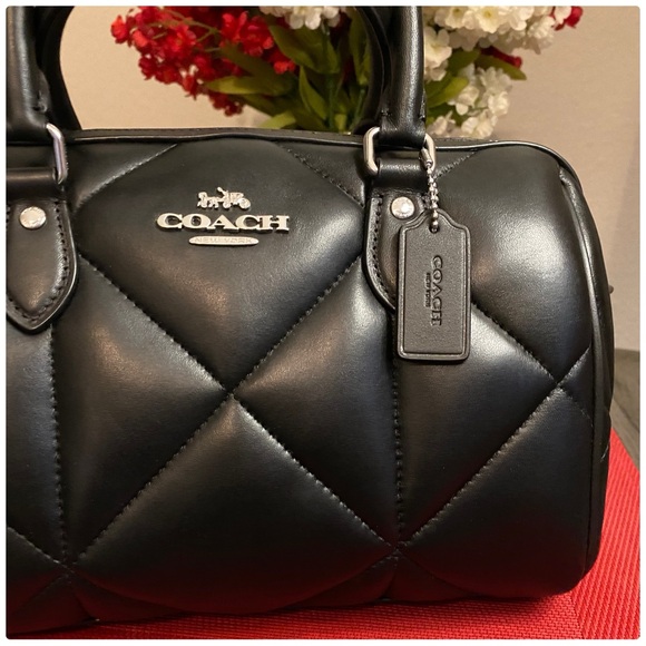 ❤️SOLD❤️NWT Coach Black Rowan Satchel with Puffy Diamond Quilting - Picture 7 of 12